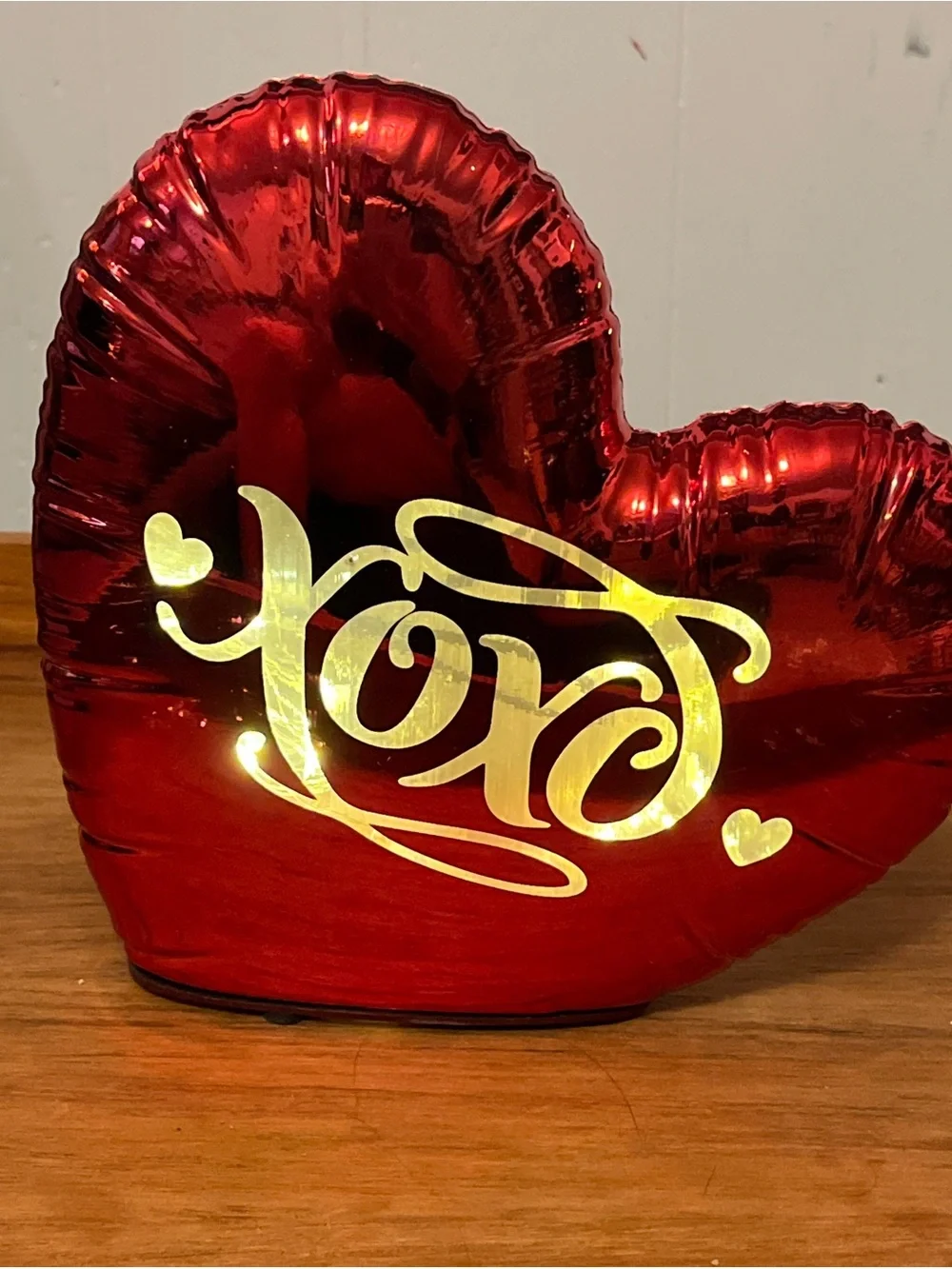 Red Heart Foil Balloon with Gold 'Love' Script - Party Decoration
